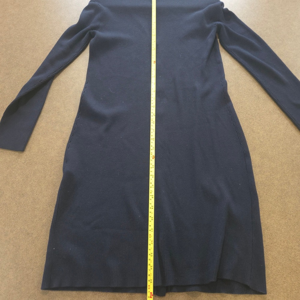Lauren Ralph Lauren Cardigan Dress S Womens Navy Blue Silk Blend Ribbed V-Neck - Picture 5 of 7